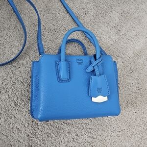 Authentic MCM Blue Leather Mini Bag